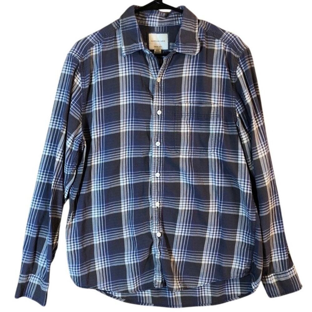 American Eagle Men Shirt Multicolored Plaid Super Soft Button Down Long Sleeve M